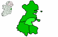 ダブリン州内のダブリンの位置の位置図