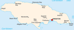 ジャマイカ内のキングストンの位置の位置図